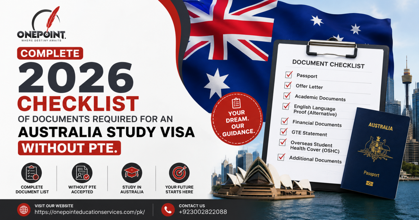 Documents required for an Australia study visa without PTE for Pakistani students in 2026