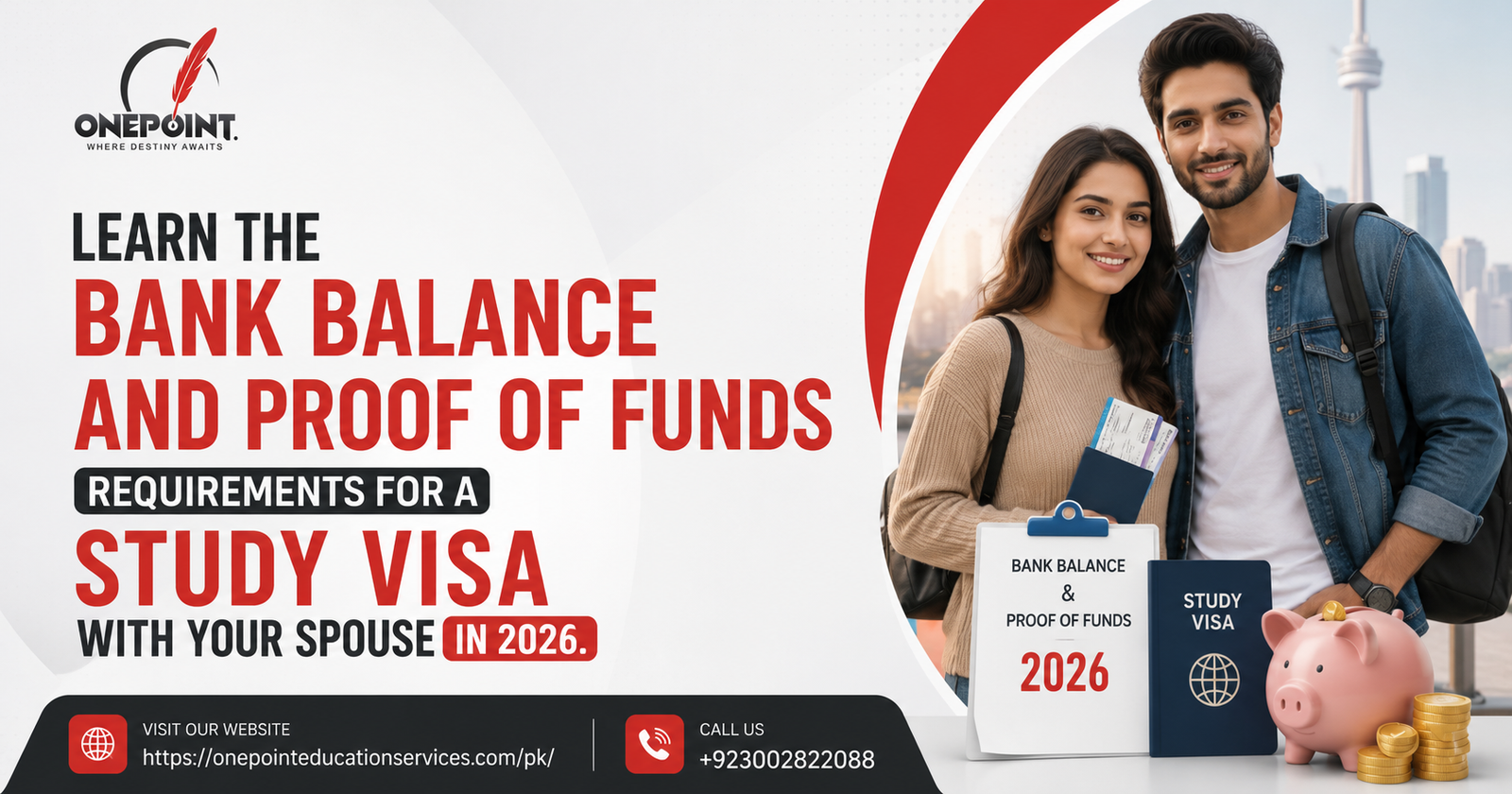 Pakistani couple reviewing bank balance requirements for a study visa with spouse in 2026