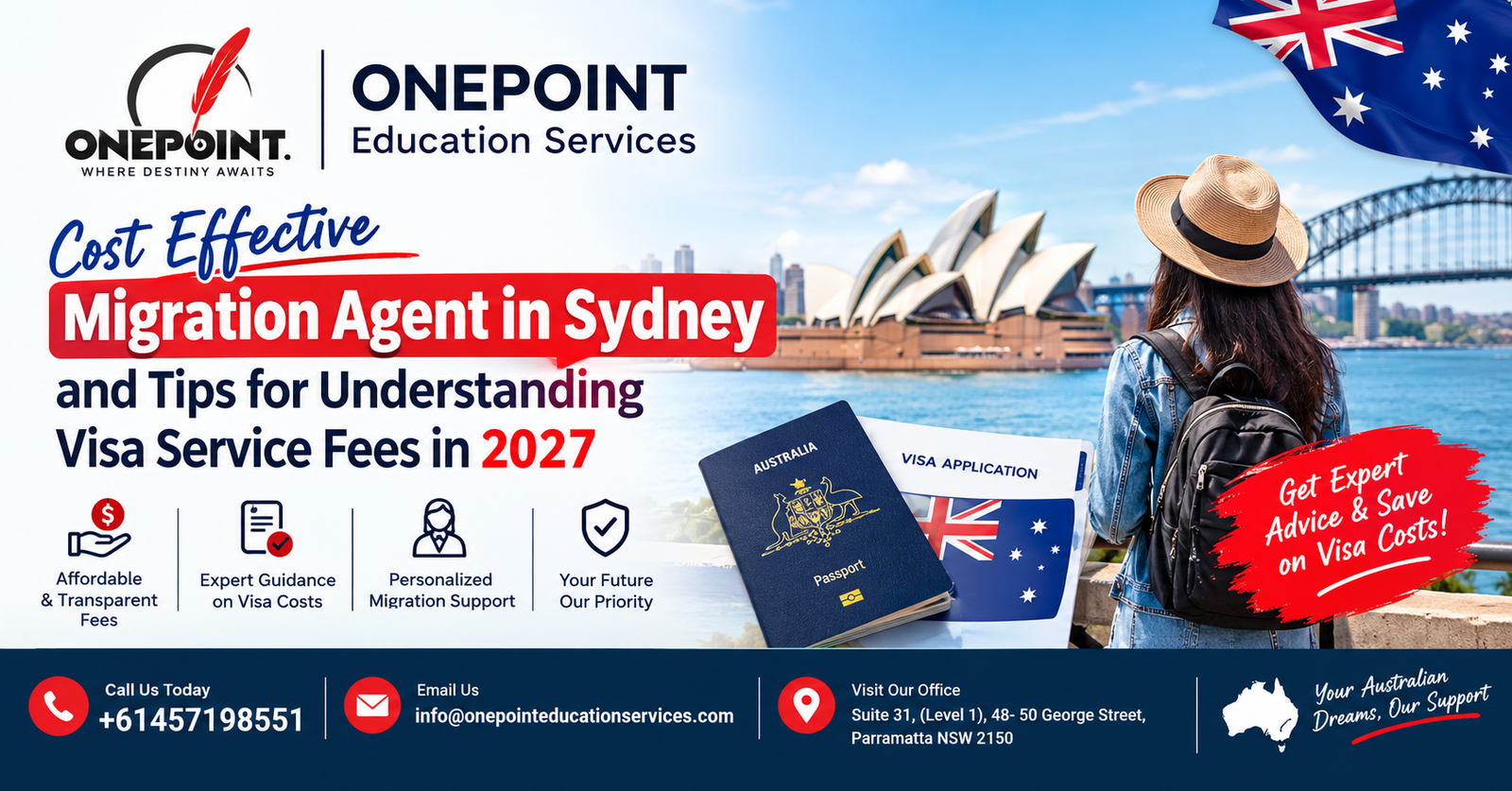 Cost-effective migration agent in Sydney explaining Australian visa service fees and budgeting tips for 2027